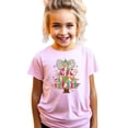 thumbnail image 4 of Faux Glitter Colorful Painted Christmas Tree with Dalmatian Bow Shirt for Women Teens and Girls Pink Shirt Youth Small, 4 of 5