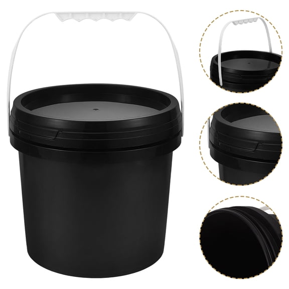 LOLIPPYY Black Plastic Paint Bucket with Lid and Handle, Pail for Professional Painters and Home Projects
