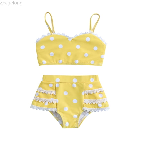 Zecgelong Little Girls Two Pieces Swimsuits Cute Ruffle Bikini Set Beach Sport Bathing Suit Set Pool Swimwear Size 2-3 Years
