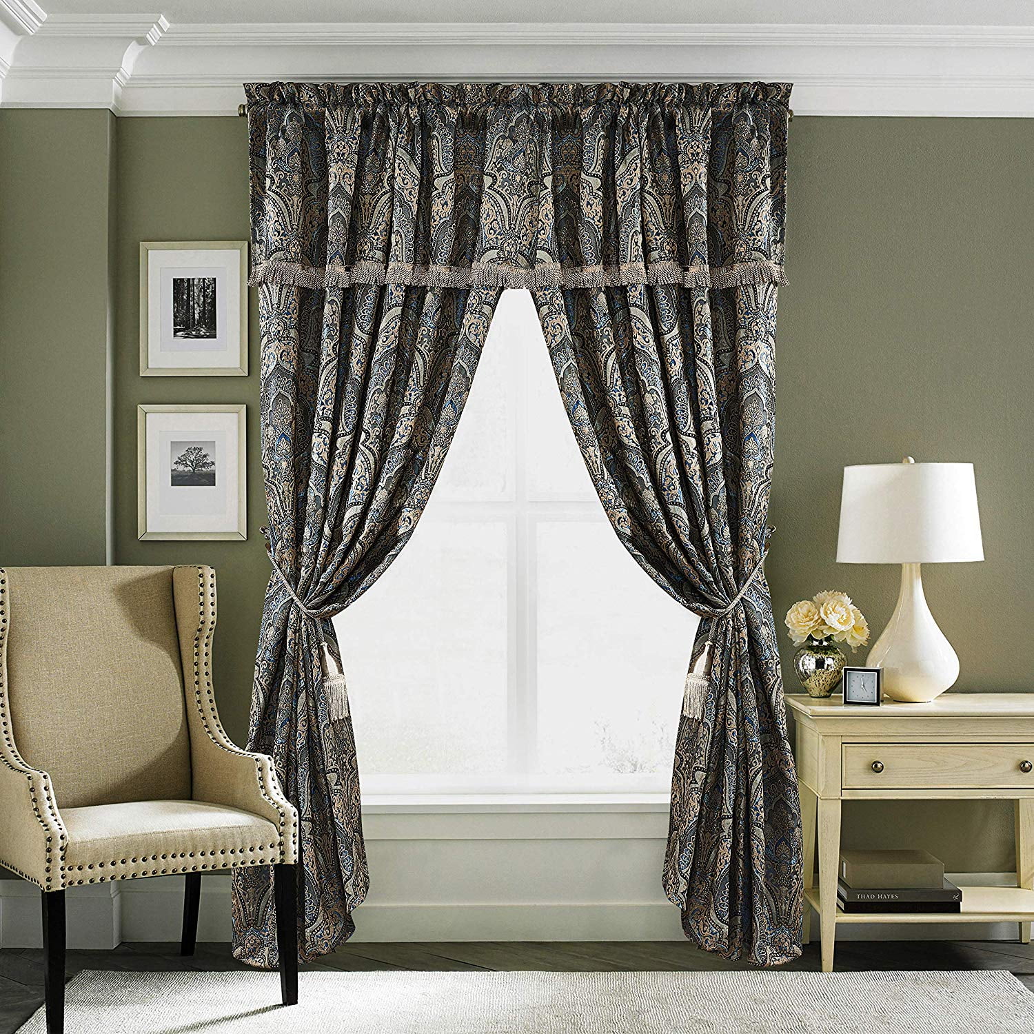 Chezmoi Collection Seville 4Piece Jacquard Medallion Paisley Window