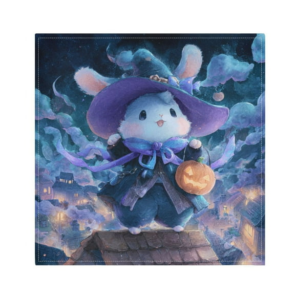 Qxltty Halloween Cute Bunny Napkins 20×20in Perfect for Parties Dinners Weddings Cocktail Housewarming Cloth Napkins Set of 6