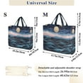 thumbnail image 2 of FORMRS Womens Corduroy Tote Bag Crossbody Shoulder Handbag with Pocket, Ocean Waves, 2 of 7