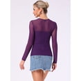 thumbnail image 3 of DARING DIVA Women's Mesh Long Sleeve See Through Sheer Top S Dark Purple, 3 of 6