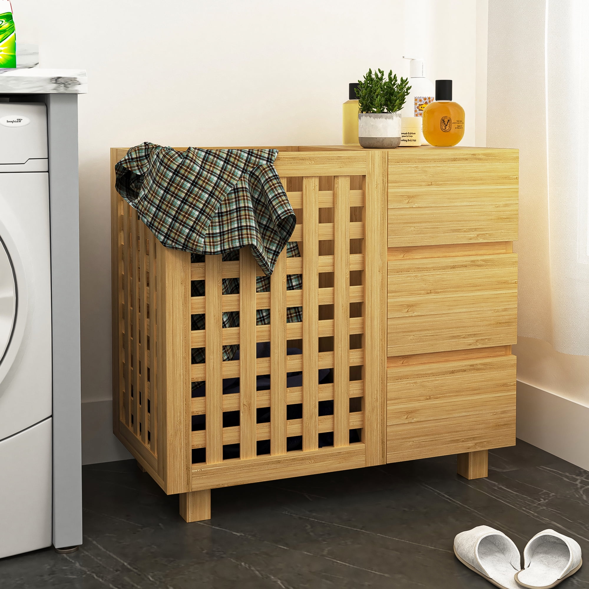 Canddidliike 3 Drawer Storage with Laundry Hamper Basket for
