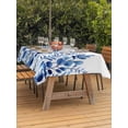 thumbnail image 4 of 60x120 Inch Outdoor Tablecloth with Umbrella Hole Zipper Rectangle Blue Botanical Blossom Rectangular Tablecloths Outside Waterproof Spring Floral Summer Leaf Patio Table Cloth Cover for Picnic Party, 4 of 8