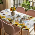 thumbnail image 3 of Sunflowers Dog Table Cloths for 5 Foot Rectangle Tables, Spring Watercolor Floral Stars Wood Grain Patio Waterproof Elastic Fitted Tablecloths, Washable Rectangular Table Cover for Camping, 3 of 8