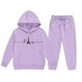 thumbnail image 2 of JIAYUE Kids Outfit Sets Girls Fashion Long Sleeved Letter Print Hooded Top Sweater Pants For Child Casual Clothing, 2 of 4