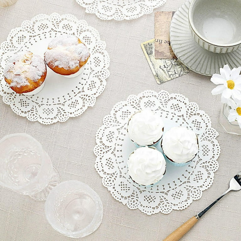 White Lace Paper Doilies - 8 Inch Round Paper Doilies - Disposable Paper  Placemats - For Wedding, Birthday, Cakes, Desserts, Tableware Food  Decoration