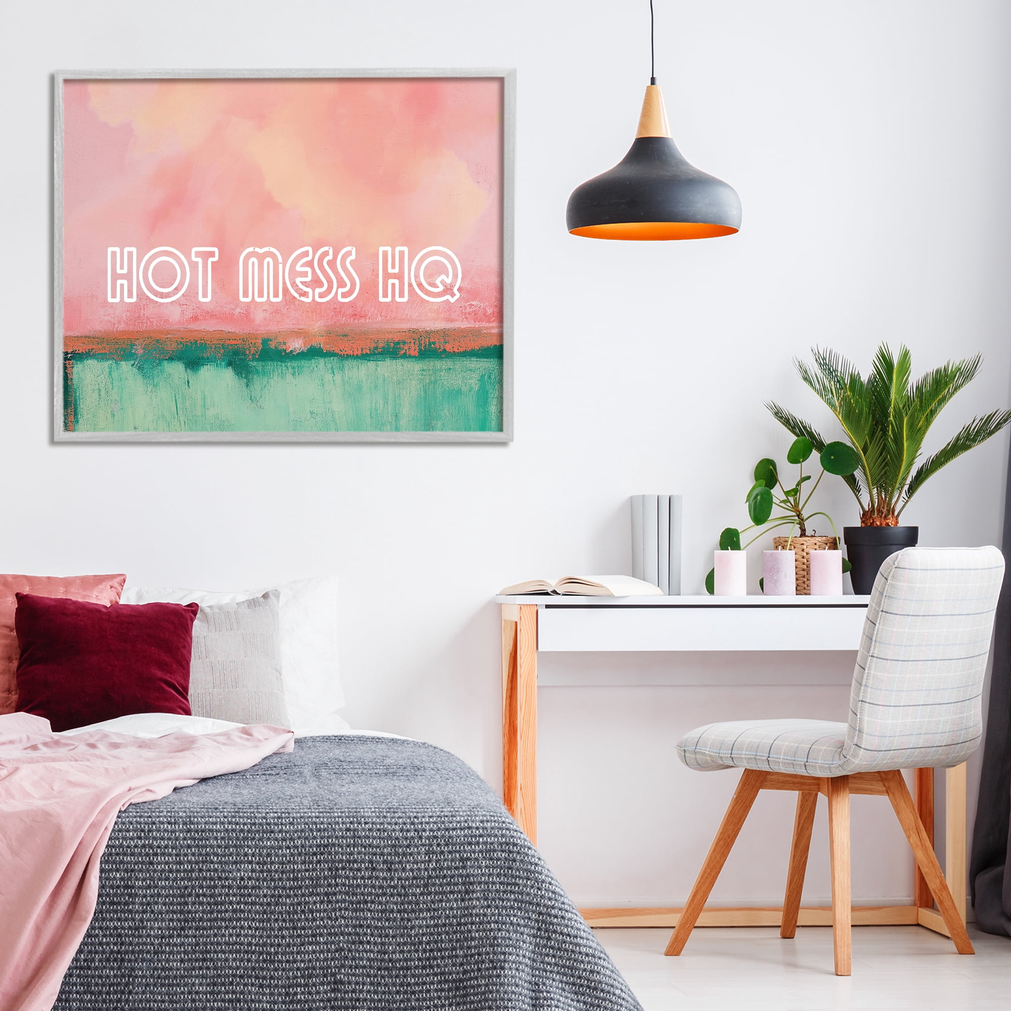 Stupell Industries Hot Mess Headquarters Gray Framed Giclee Art, design by Gina Kelly