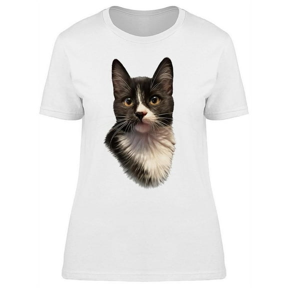 Black And White Cat Portrait T-Shirt Women -Image by Shutterstock, Female x-Large