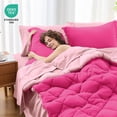 thumbnail image 2 of Juego de edredón MUXHOMO, tamaño king, 7 piezas, reversible, rosa intenso, 2 of 9