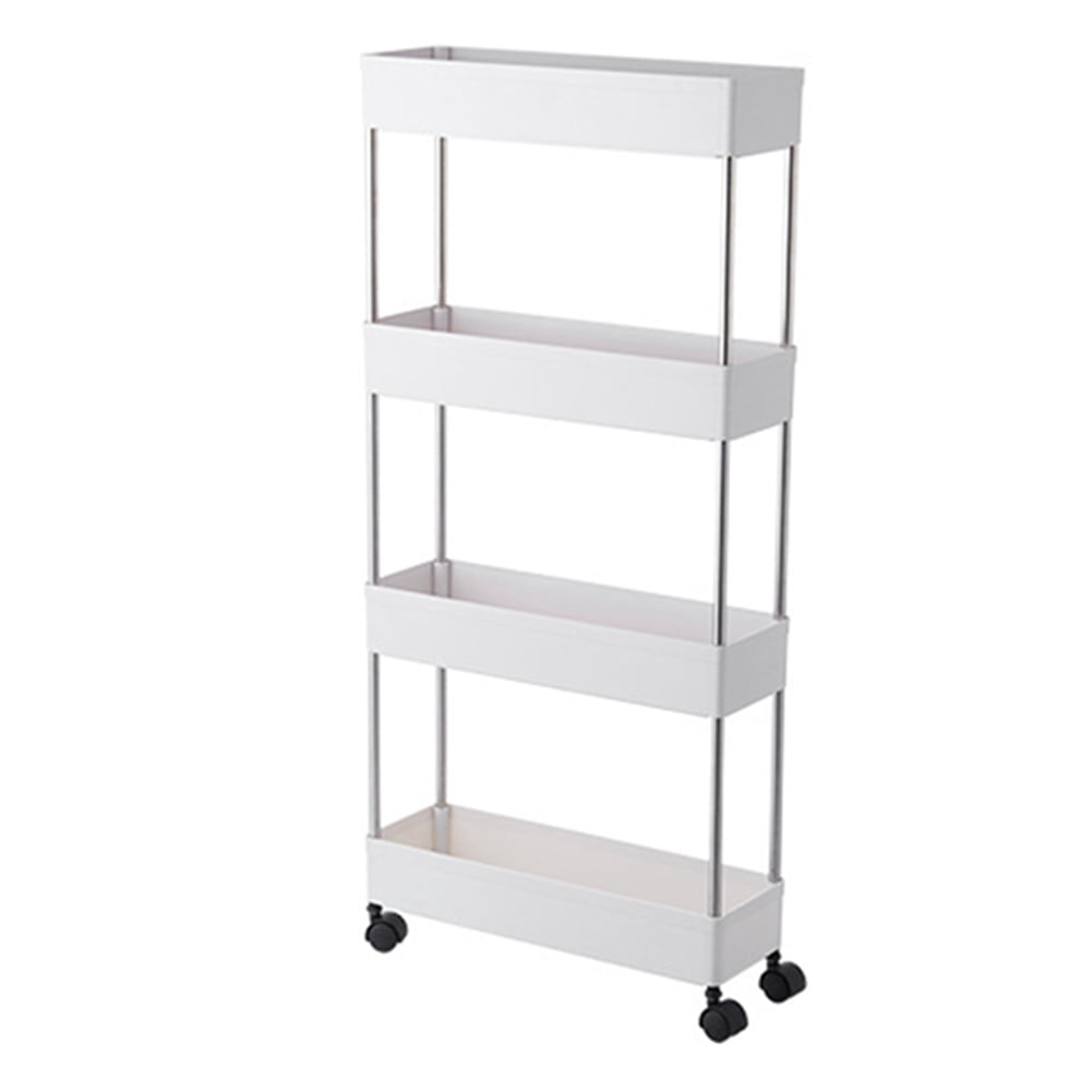Yaheetech Mobile Shelving Unit Organizer 3 Tier Slide Out Storage Tower Slim Storage Cart White Home Kitchen Pantry Bathroom Laundry 