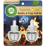 Air Wick Plug in Scented Oil 2 Refills, Bonfire and Crisp Fall Air, Essential Oils, Air Freshener