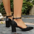 thumbnail image 5 of Samdudou Womens Pumps Closed Toe Pointed Toe Low Chunky Block Heel Shoes Elegant D'Orsay Cutout Adjustable Ankle Strap Classic Office Work Footwear, 5 of 9