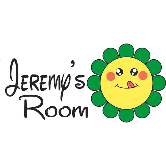 Picture of Smile Face Flower Flowers Customized Wall Decal - Custom Vinyl Wall Art - Personalized Name - Baby Girls Boys Kids Bedroom Wall Decal Room Decor Wall Stickers Decoration Size (15x30 inch)