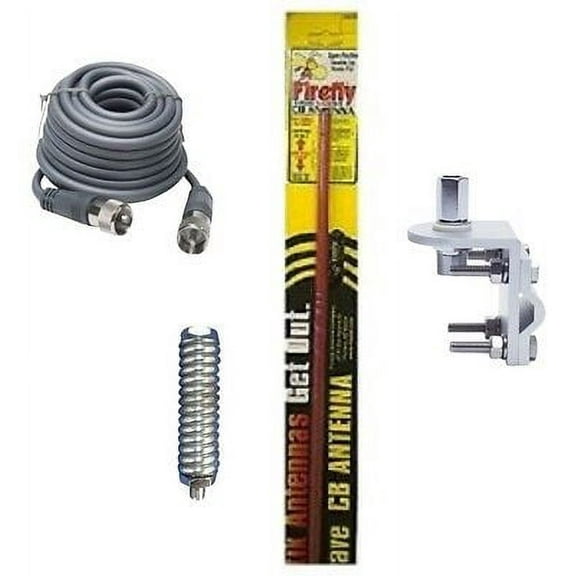 NEW CB FIRESTIK FL3 RED, FL3R 3FT CB ANTENNA, 18FT RG8X COAX, MOUNT, SPRING