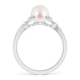 thumbnail image 2 of ANGARA Japanese Akoya Cultured Pearl Crossover Shank Engagement Ring in 14K White Gold for Women | June Birthstone, Birthday, Anniversary, Jewelry Gift for Women | Pearl Ring, 2 of 9