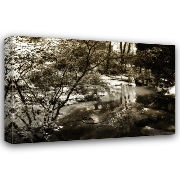 Alan Hausenflock 18x13 Gallery Wrapped Canvas Wall Art Titled - Garden Bridge II