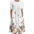 thumbnail image 2 of Robe Maxi pour Femmes Été Bohème à Imprimé à Manches Courtes Robe de Plage Robe Longueur Genou Robe à Manches Courtes en Liquidation, 2 of 5