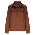thumbnail image 4 of Enjoytime Long Sleeve Shirts for Women Solid Color Turndown Collar Button Down Blouses Business Casual Work Tops Coffee S, 4 of 6