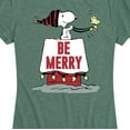 thumbnail image 3 of Peanuts - Be Merry - Women's Short Sleeve Graphic T-Shirt, 3 of 6
