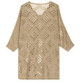 thumbnail image 6 of Heisall Women's 3/4 Sleeve Crochet Tops V Neck Hollow Out Knit Loose Fit Casual Tops Lightweight Breathable Spring Summer Outfits, 6 of 6