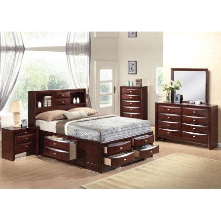 Ireland 4 Pc Bedroom Set Eastern King Size Bed Storage Drawers Espresso Home