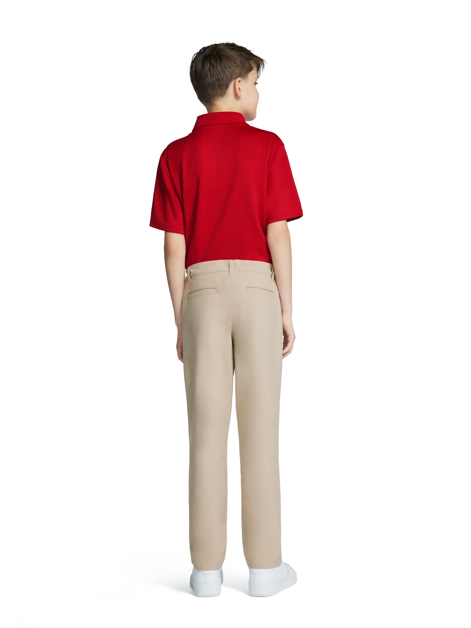 Wonder Nation Boys School Uniform Flat Front Performance Pants, Sizes 4-18 & Husky