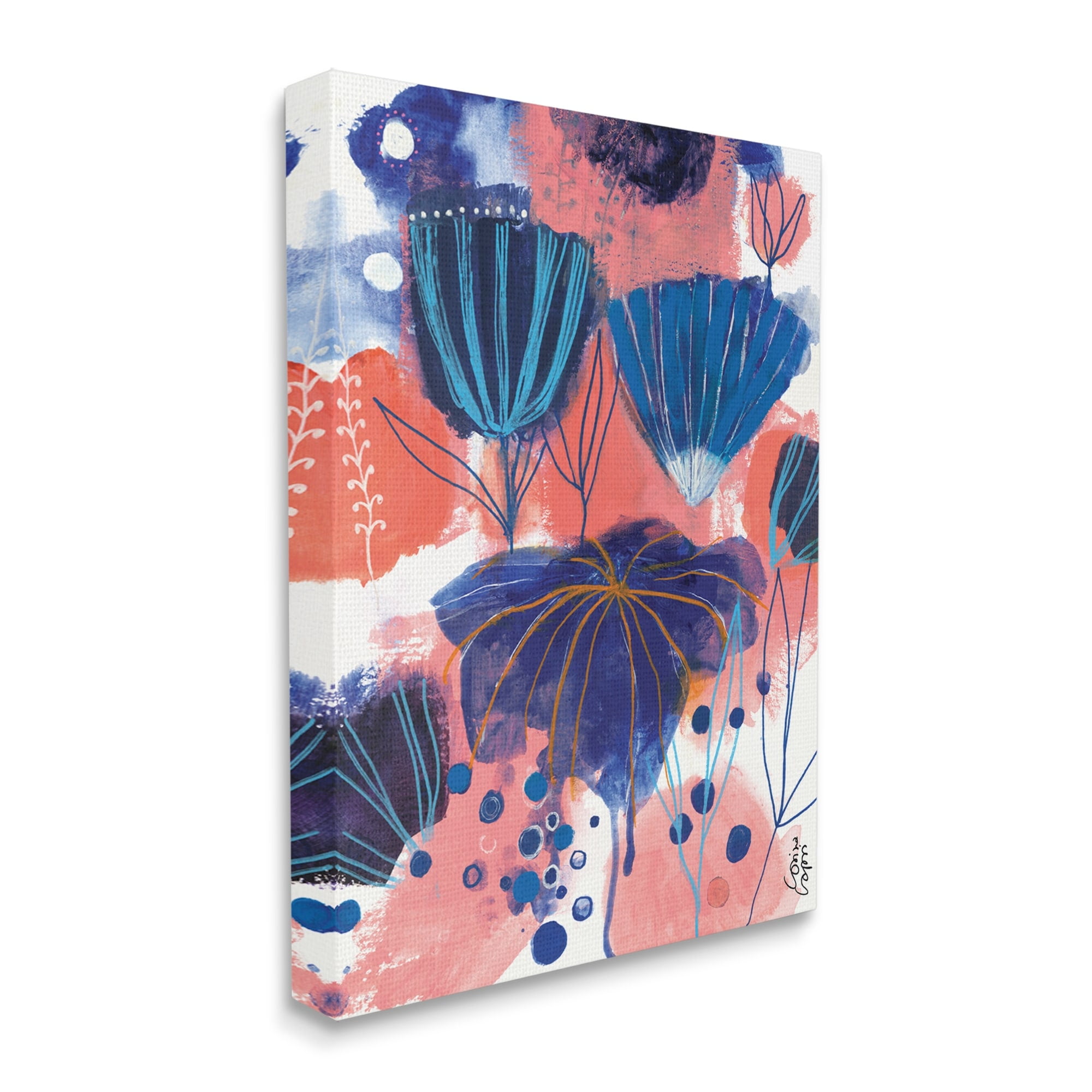 Stupell Industries Abstract Flowers Blooming Playful Blue Orange Pink,30 x 40,Designed by Corina Capri