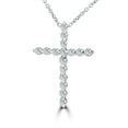 thumbnail image 1 of 3/8ct Real Diamond Cross Pendant 14k White Gold Necklace, 1 of 2