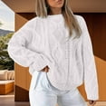 thumbnail image 2 of Fiaer Womens Sweater Plus Size Knitted Pullover Crew Neck Long Sleeve Solid Warm Thermal Fashion Tops White XS, 2 of 4
