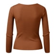 thumbnail image 7 of Long Sleeve Tees for Women V Neck Tight Thermal T Shirts Solid Color Stretch Casual Tops Basic Tee Tshirts for Women Coffee L, 7 of 7