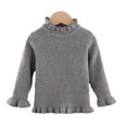 thumbnail image 3 of Esaierr Girls Pullover Sweaters Fashion Ruffle Knit Tops Long Sleeve Bottoming Shirt Solid Color Jumper Fall Winter Clothes for Toddler Baby 1-5years, 3 of 7