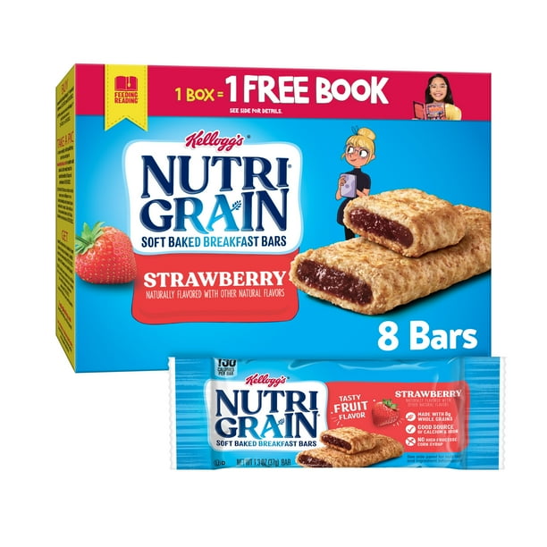 NutriGrain Soft Baked Breakfast Bars, Strawberry, 8 Ct, 10.4 Oz, Box