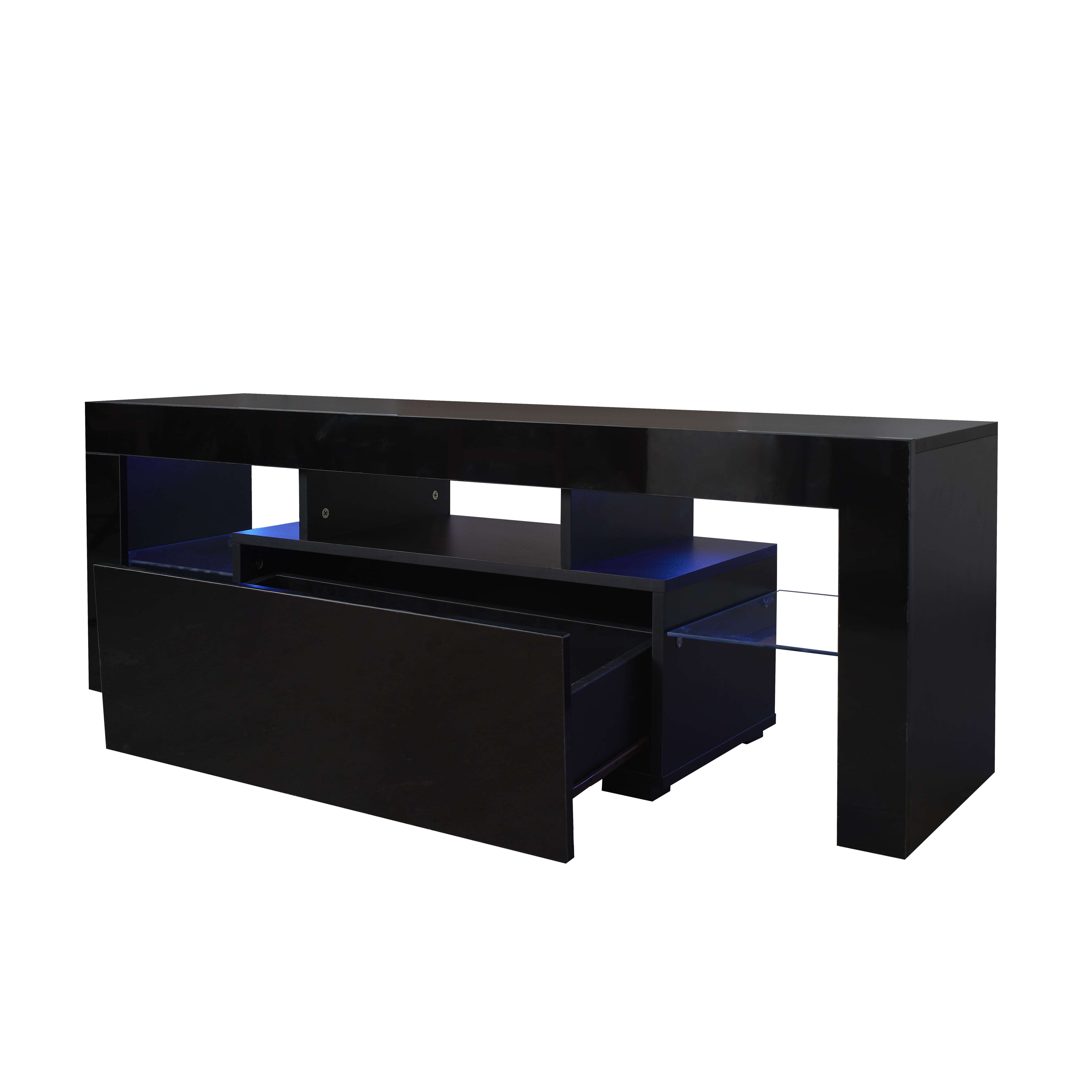 Mintazer TV Stand for TVs up to 55", Modern LED RGB Entertainment Center Drawer & Shelves for Living Room, Bedroom, Gaming Room, Black