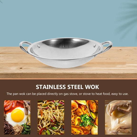 Masteelf 9.5 Inch Stainless Steel Cooking Pan with Double Handles Small Pot for Kitchen Use and Easy to Clean