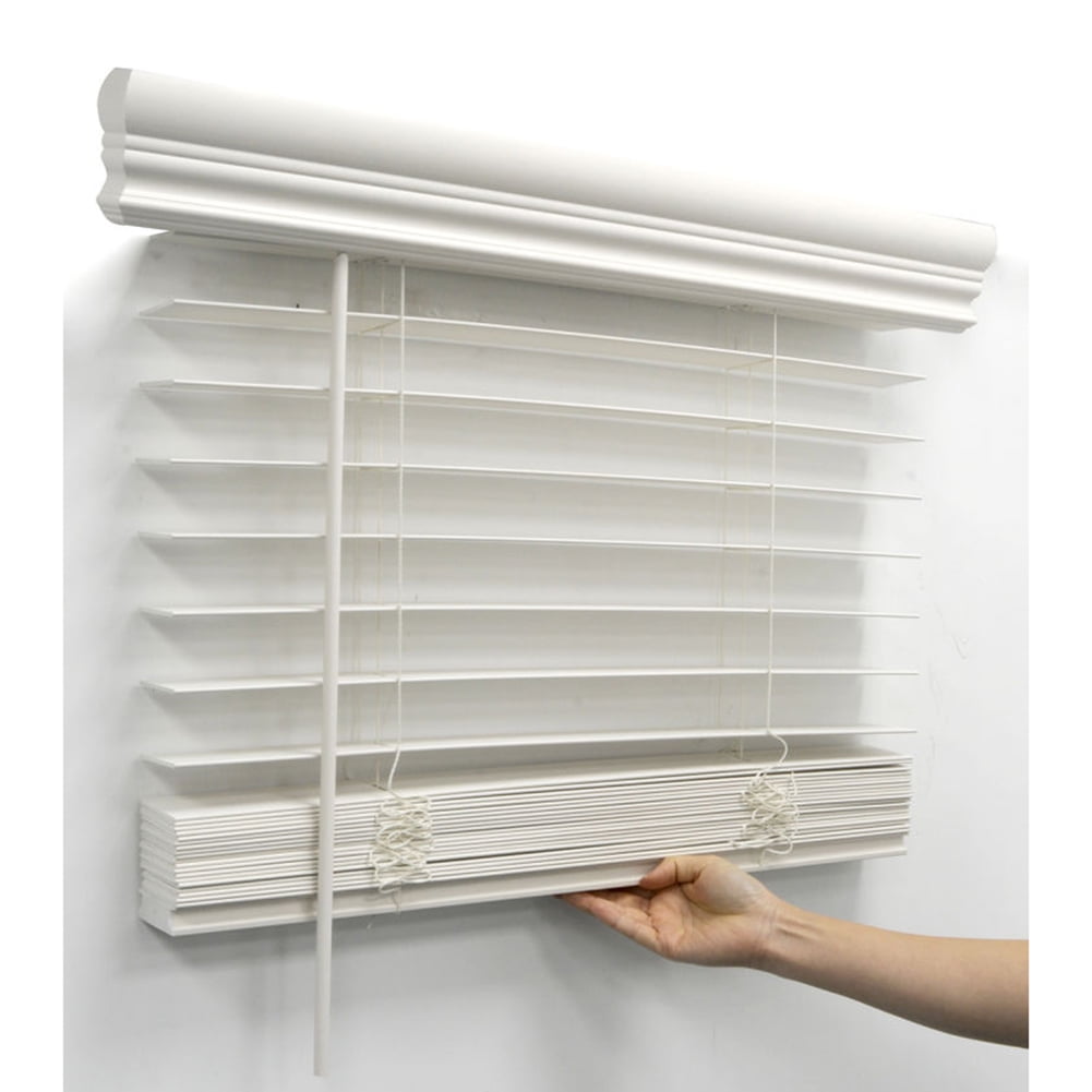 Kepooman 27.5" W X 48" H Indoor Faux Wood Venetian Horizontal Blinds, Shade for Living Room Bedroom Study Room, White