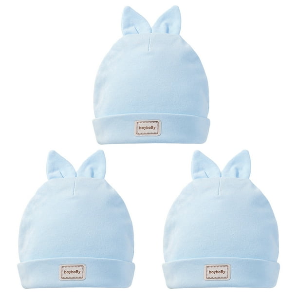 3piece set of baby hats for infants aged 03 months, newborn baby hats