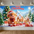 thumbnail image 6 of Cartoon Cow Merry Christmas Festive Banner Decorative Design Holiday Tree Present for Christmas Party Indoor Decoration Festive Celebration, 6 of 9