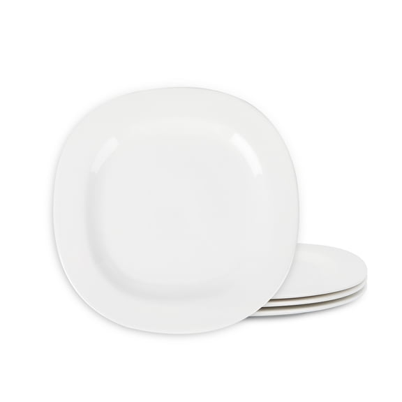Stone Lain Quadro 4-Piece Dinner Plate Set Porcelain, Service for 4, White