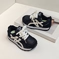 thumbnail image 2 of Toddlet Boys Girls Tennis Shoes Vintage Splice Leather Antislip Classic Skate Trainers Shoes Comfortable Lace up Sneakers Black 13.5 Little Kid, 2 of 4