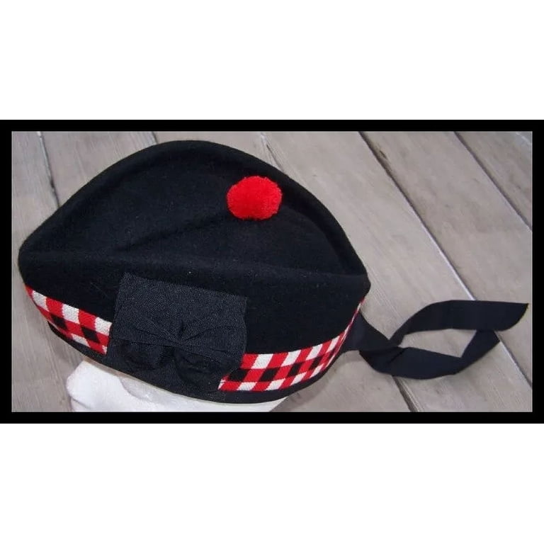 Glengarry Scottish Piper Kilt Hat, Wool Tripple Diced  display picture 1