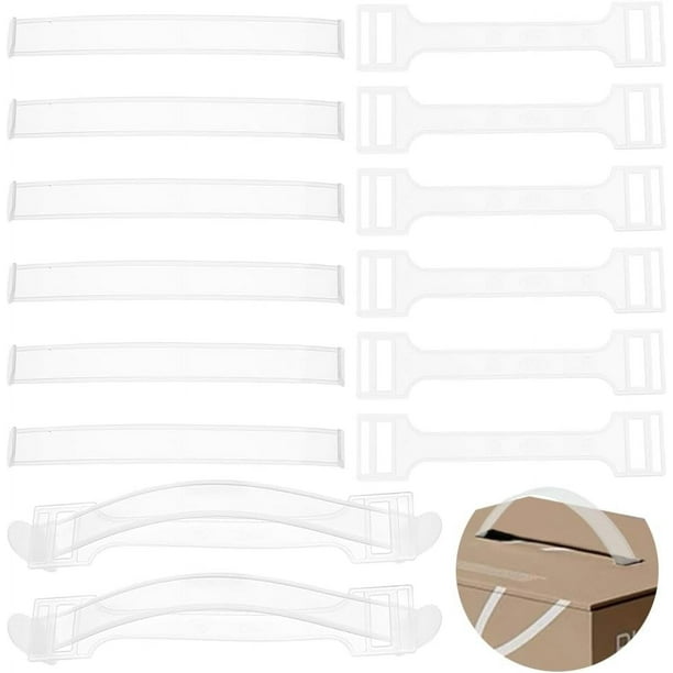 150 juegos de asas de plástico para cajas de cartón, ideales para sujetar cartones de leche y transportar cajas. Accesorios para diversos tipos de cajas. Repuesto de asas.