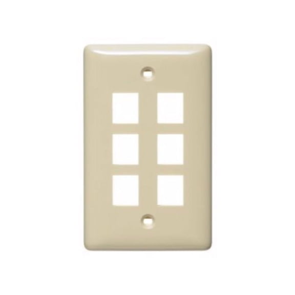Hubbell NSP16W Multimedia Wall Plate 1-Gang 6-Port White