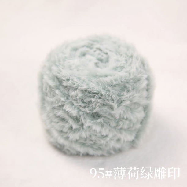 Nvzi Madejas de hilo de piel sintética con pestañas, lana de visón, cachemira, felpa larga, hilo grueso de lujo para manualidades de muñecas con abrigo de piel DIY, 100 g, verde menta