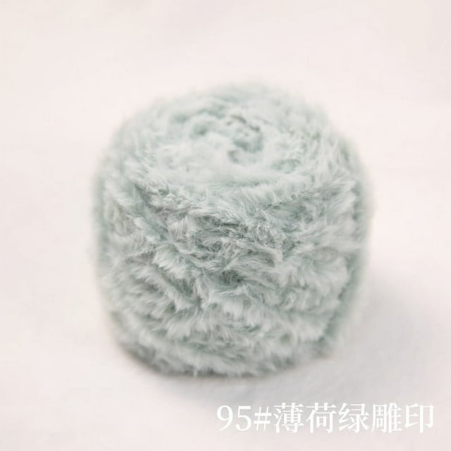 Zhuge Hilo de chenilla grueso para tejer voluminosos y esponjosos, hilo de chenilla, hilo de felpa suave, 100 g, verde menta