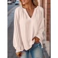 thumbnail image 5 of Weardear Womens Long Sleeve Blouse Chiffon Smocked Puff Sleeve Blouses Business Casual V Neck Tunic Tops, 5 of 6
