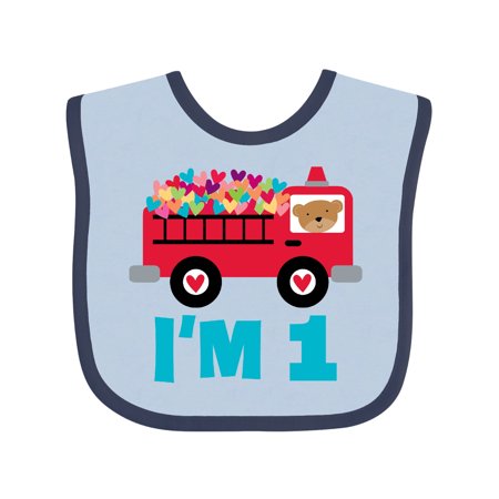 

Inktastic 1st Birthday Fire Truck Gift Baby Boy or Baby Girl Bib