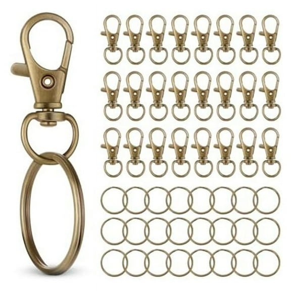 50 PCS in 25 Sets, Metal Swivel Lobster Claw Clasps, Snap Hooks and Sturdy Key Rings, for Chain Making Kit B