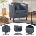 thumbnail image 3 of Accent Arm Chair Barrel Tub Club Chair PU Leather Single Sofa Modern Upholstered Blue Armchair, 3 of 9